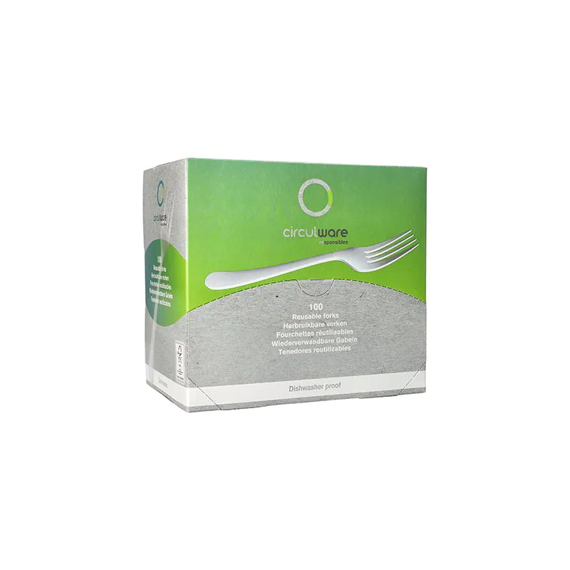 Gabeln (Mehrweg), Bio-PP 19 cm weiss, extra stabil, in Spenderbox - Bild 3