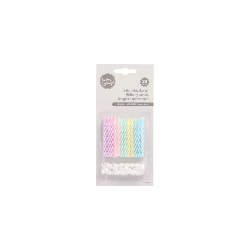 Geburtstagskerzen mit Halter 6 cm farbig sortiert pastell - Bild 2