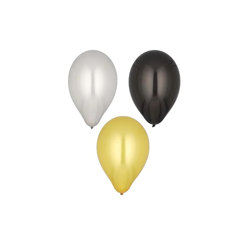 Luftballons Ø 25 cm schwarz/gold/silber - Bild 1