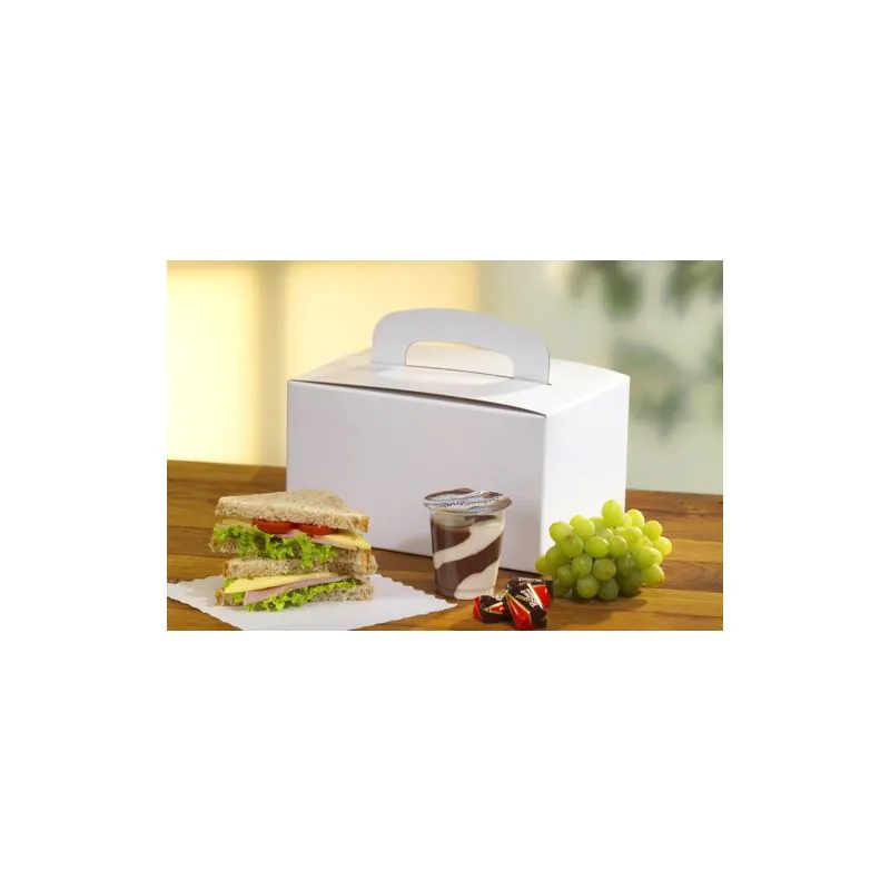 Lunchbox aus Pappe mit Tragegriff, weiss  - Bild 2