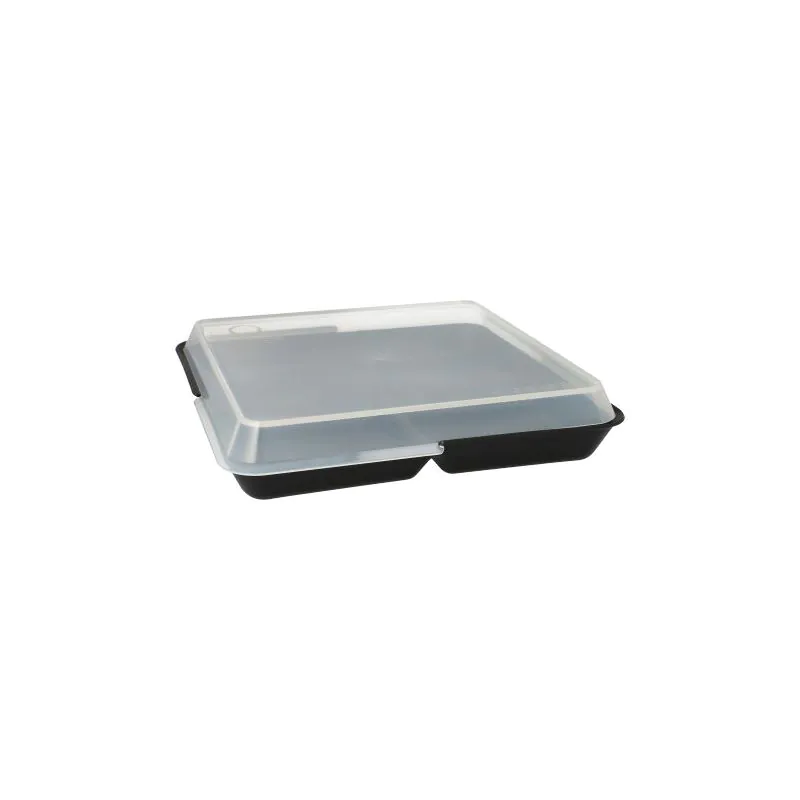 Mehrweg-Foodboxen 3-geteilt, 23,4 x 23,4 x 2,9 cm schwarz - Bild 3