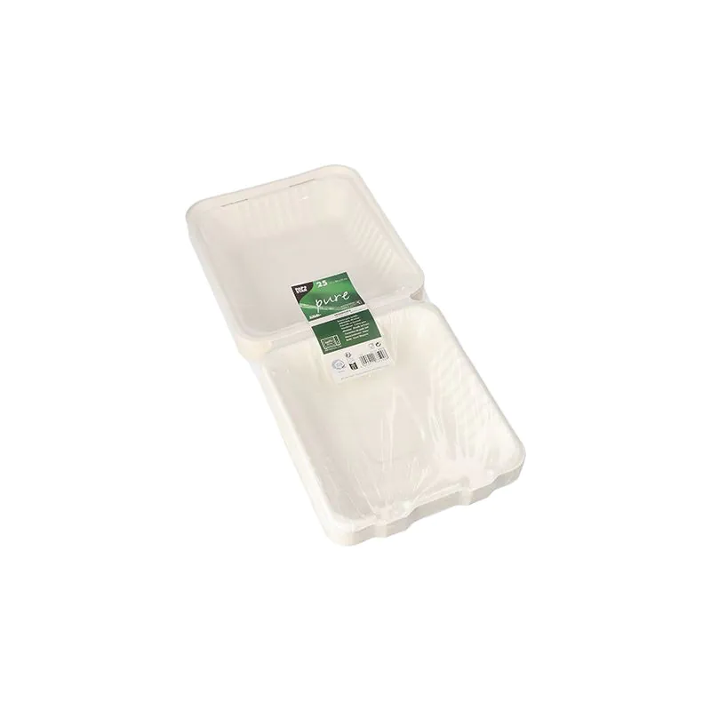 Menüboxen aus Zuckerrohr "pure" ungeteilt 20 x 22 cm weiss - Bild 2