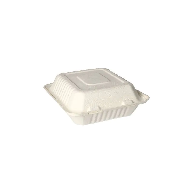 Menüboxen aus Zuckerrohr "pure" ungeteilt 20 x 22 cm weiss - Bild 3