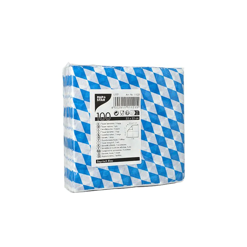 Motiv-Servietten, "Bayrisch Blau" 1-lagig 1/4-Falz 33 x 33 cm - Bild 2