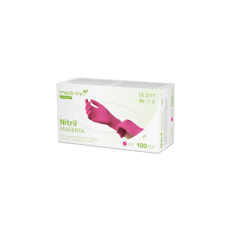 "Medi-Inn® Classic" Handschuhe, Nitril puderfrei magenta "Nitril Magenta" Größe XS - Bild 1