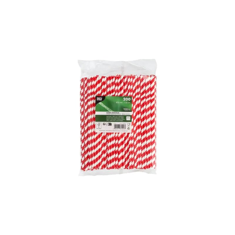 Papierstrohhalme Ø 6 mm · 22 cm rot/weiss "Stripes" flexibel - Bild 2