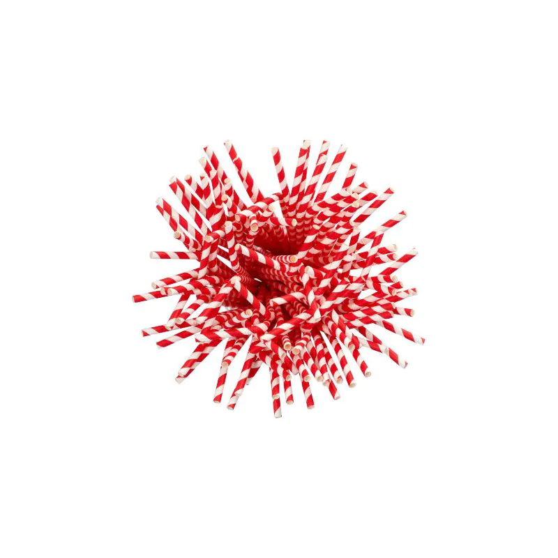 Papierstrohhalme Ø 6 mm · 22 cm rot/weiss "Stripes" flexibel - Bild 3