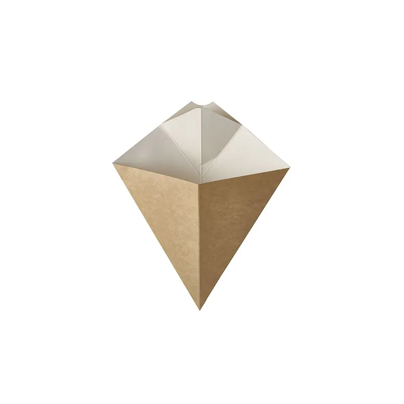 Pommes-Spitztüten mit Dip-Ecke, Pappe "pure", Füllinhalt 150 g, 23,5 x 19 cm braun/weiss - Bild 1 Pommes-Spitztüten mit Dip-Ecke, Pappe "pure", Füllinhalt 150 g, 23,5 x 19 cm braun/weiss - Bild 1