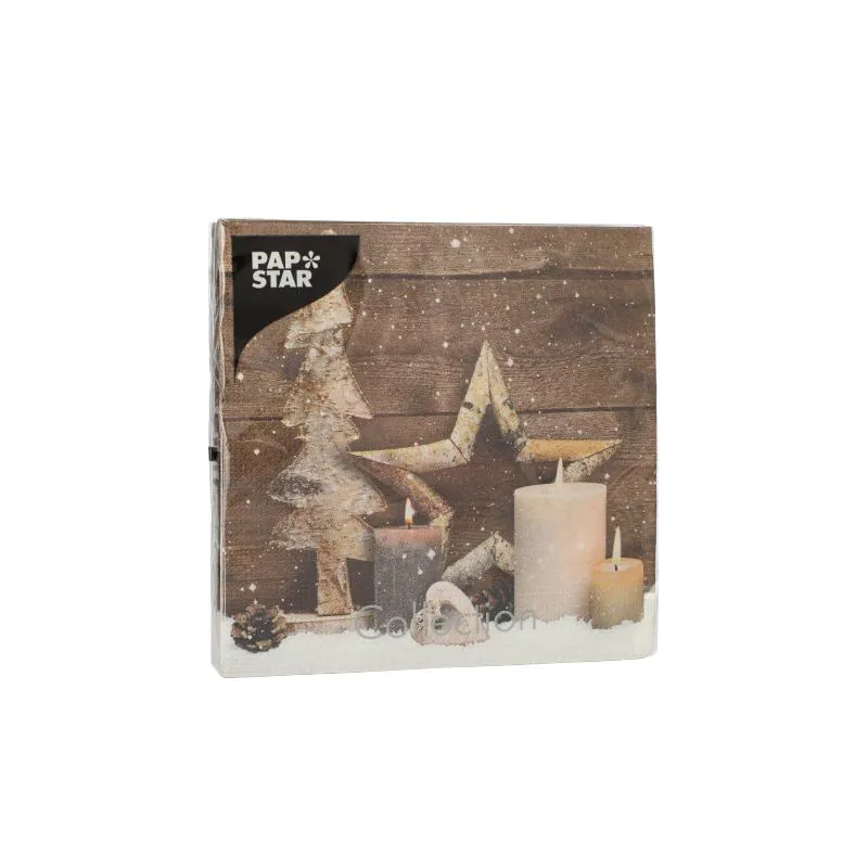 Servietten, 3-lagig 1/4-Falz 33 x 33 cm "Candles and Stars" - Bild 2
