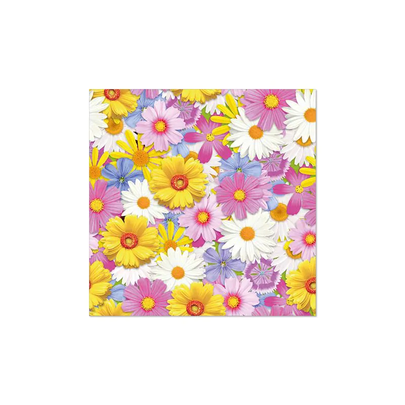 Servietten, 3-lagig 1/4-Falz 33 x 33 cm "Daisies Mix" - Bild 1 Servietten, 3-lagig 1/4-Falz 33 x 33 cm "Daisies Mix" - Bild 1