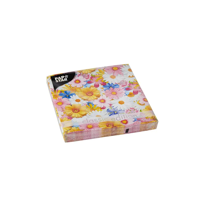 Servietten, 3-lagig 1/4-Falz 33 x 33 cm "Daisies Mix" - Bild 2