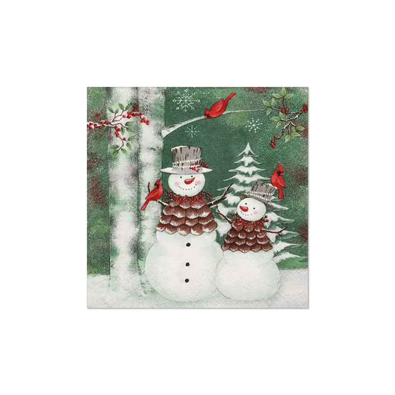 Servietten, 3-lagig 1/4-Falz 33 x 33 cm "Forest Snowmen" - Bild 1 Servietten, 3-lagig 1/4-Falz 33 x 33 cm "Forest Snowmen" - Bild 1