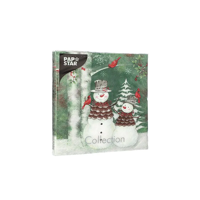 Servietten, 3-lagig 1/4-Falz 33 x 33 cm "Forest Snowmen" - Bild 2