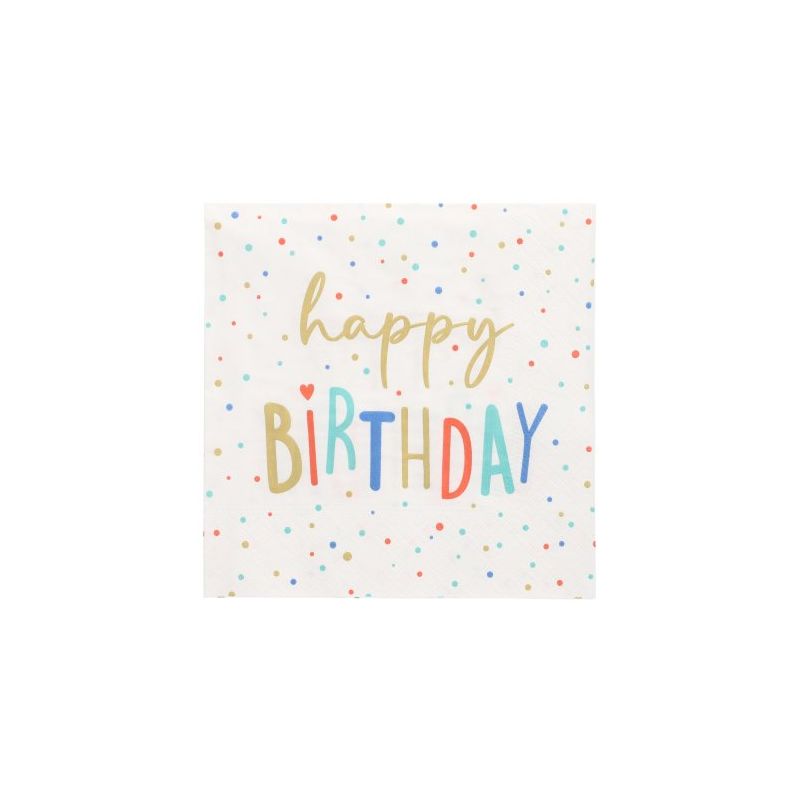 Servietten, 3-lagig 1/4-Falz 33 x 33 cm "Happy Birthday" - Bild 1