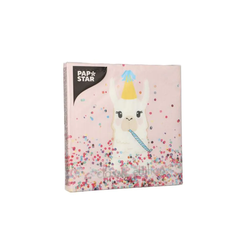 Servietten, 3-lagig 1/4-Falz 33 x 33 cm "Llama Party" - Bild 2