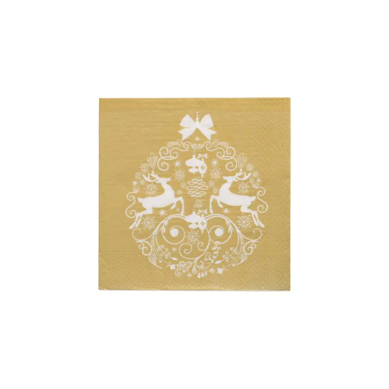 Servietten, 3-lagig 1/4-Falz 33 x 33 cm gold "Deers Couple" - Bild 1 Servietten, 3-lagig 1/4-Falz 33 x 33 cm gold "Deers Couple" - Bild 1