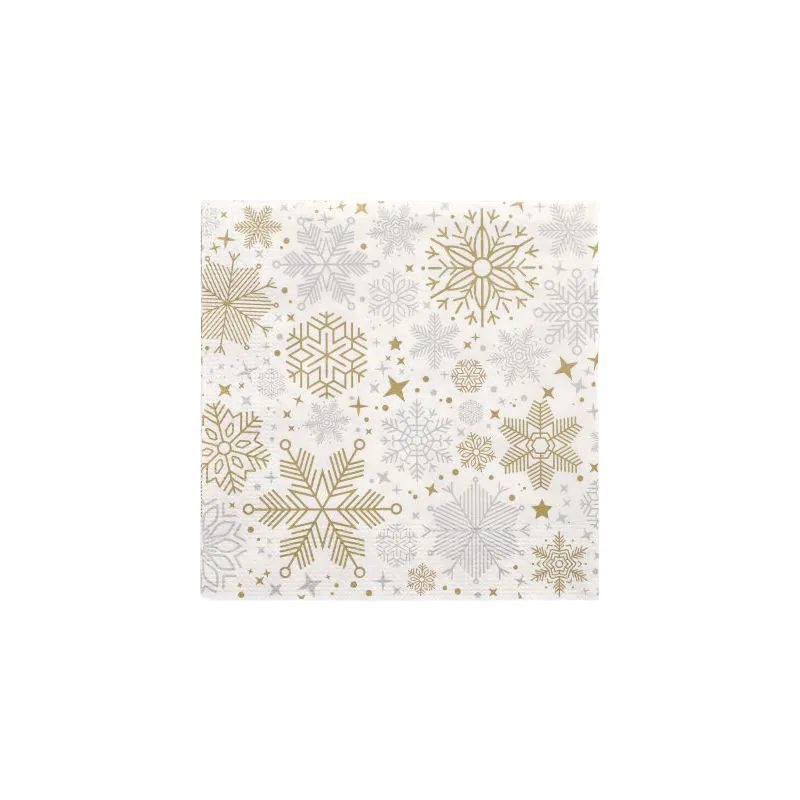 Servietten, 3-lagig 1/4-Falz 33 x 33 cm silber/gold "Flocons" - Bild 1 Servietten, 3-lagig 1/4-Falz 33 x 33 cm silber/gold "Flocons" - Bild 1