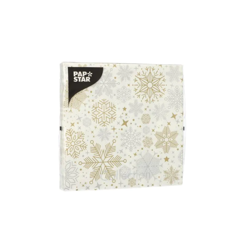 Servietten, 3-lagig 1/4-Falz 33 x 33 cm silber/gold "Flocons" - Bild 2
