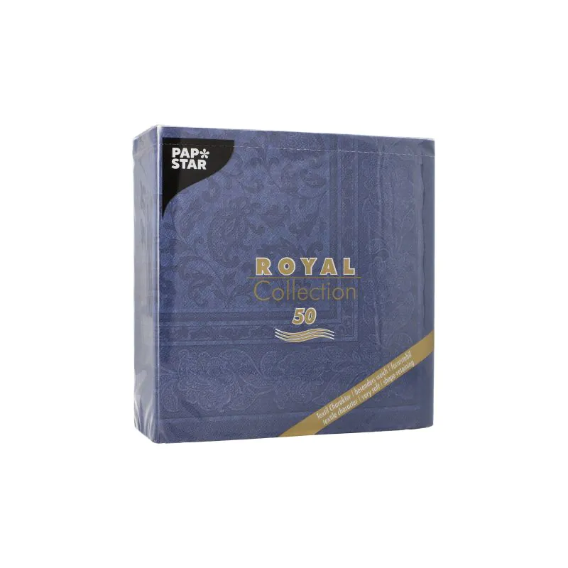Servietten, "ROYAL Collection" 1/4-Falz 40 x 40 cm dunkelblau "Ornaments" - Bild 3