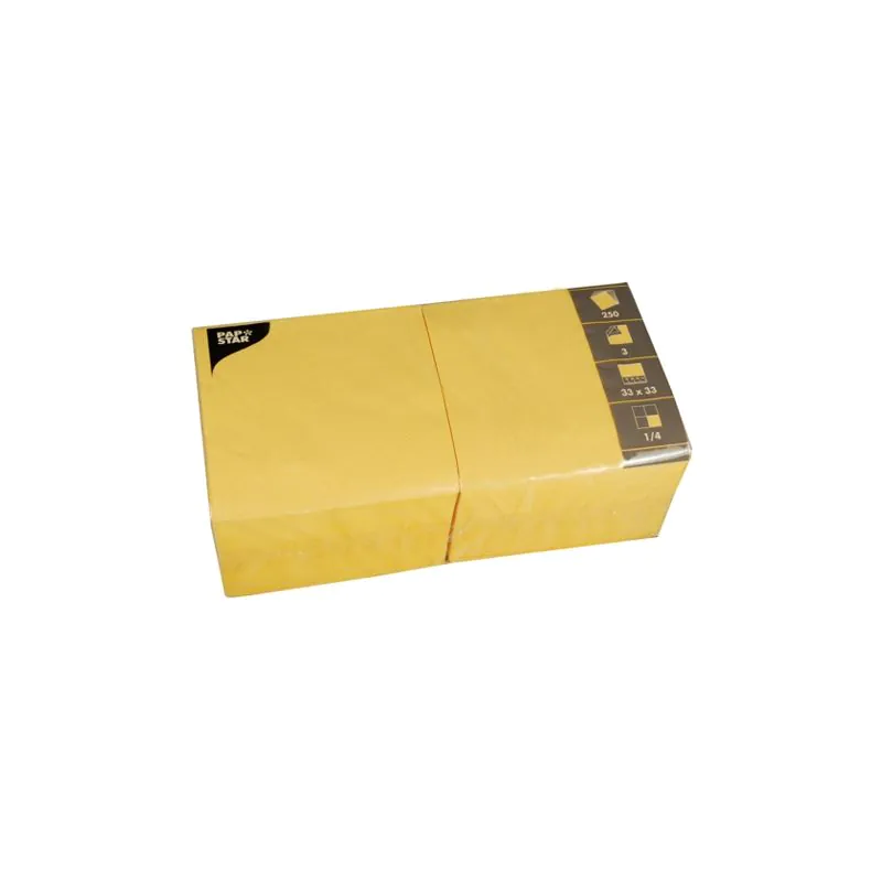 Servietten, gelb 3-lagig 1/4-Falz 33 x 33 cm - Bild 1 Servietten, gelb 3-lagig 1/4-Falz 33 x 33 cm - Bild 1
