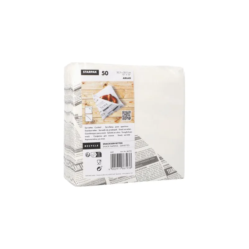 Snackservietten, stoffähnlich, Airlaid 1/4-Falz 32,5 x 30,5 cm weiss "Newsprint" - Bild 3