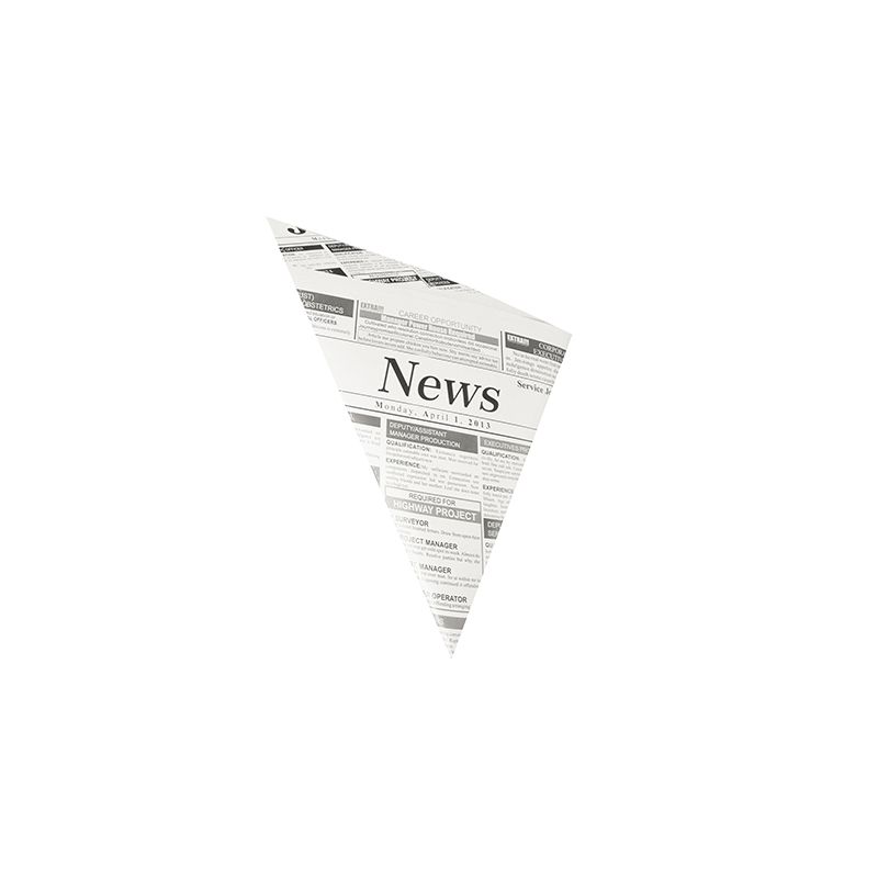 Spitztüten, Pergamentersatz, fettdicht, Füllinhalt 250 g, gefädelt, 23 x 23 x 32,5 cm "Newsprint" - Bild 1 Spitztüten, Pergamentersatz, fettdicht, Füllinhalt 250 g, gefädelt, 23 x 23 x 32,5 cm "Newsprint" - Bild 1
