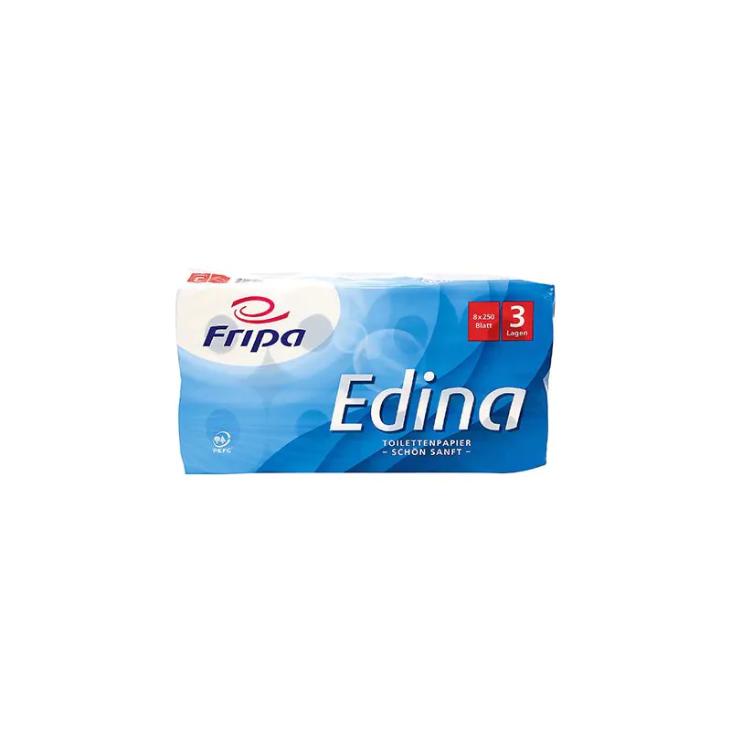 Toilettenpapier 3-lagig, "Edina" hochweiss, 250 Blatt pro Rolle - Bild 1 Toilettenpapier 3-lagig, "Edina" hochweiss, 250 Blatt pro Rolle - Bild 1