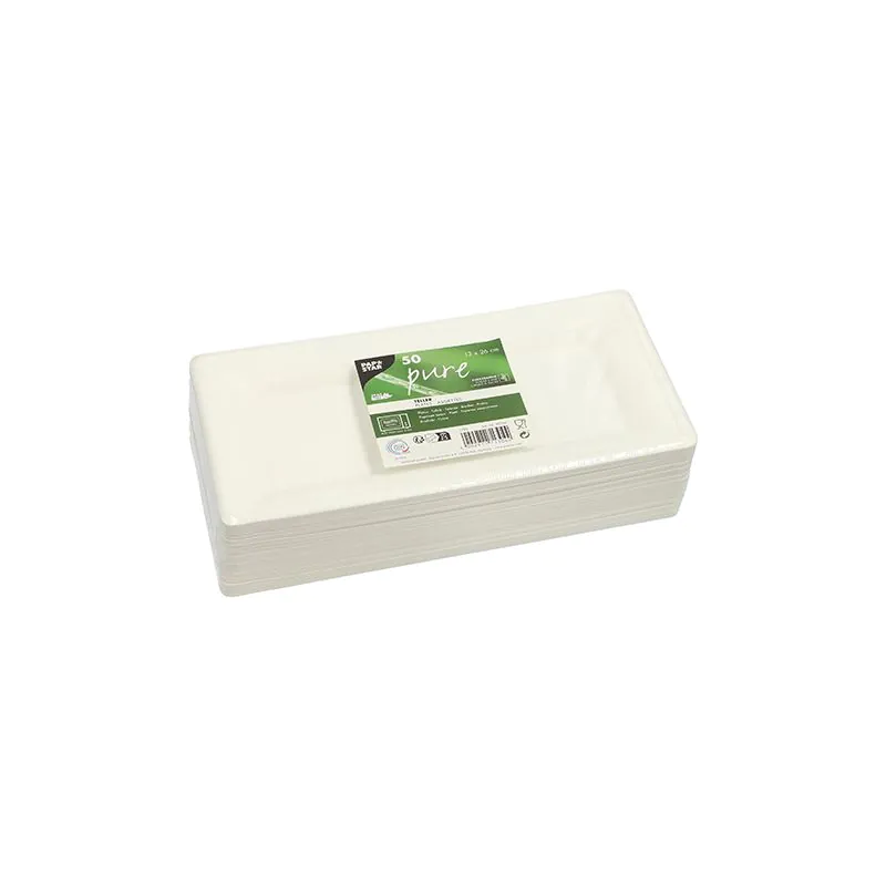 Zuckerrohr Teller, "pure" eckig 13 x 26 cm weiss - Bild 2