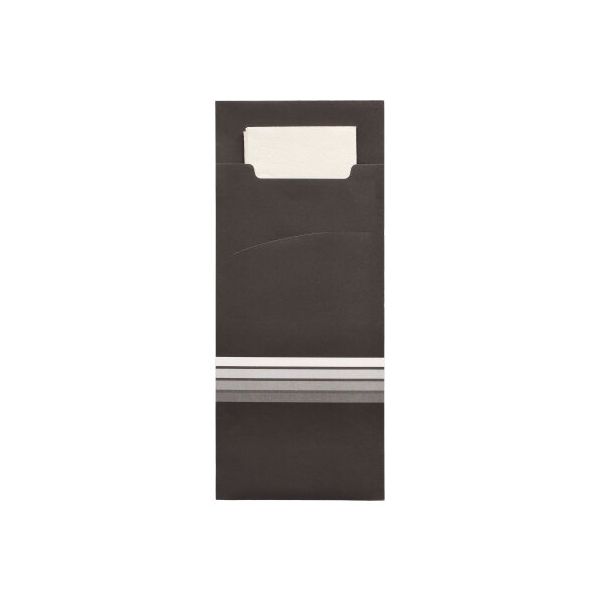 Bestecktaschen "Stripes" schwarz/weiss, 20 x 8,5 cm, inkl. weißer Serviette 33 x 33 cm 2-lag. - Bild 2