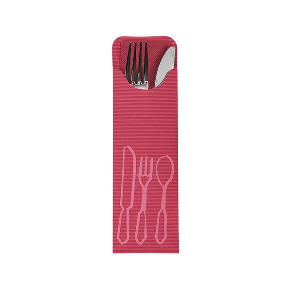 Bestecktaschen bordeaux, 23,5 x 7,3 cm, inklusive farbiger Bistro Serviette - Bild 1