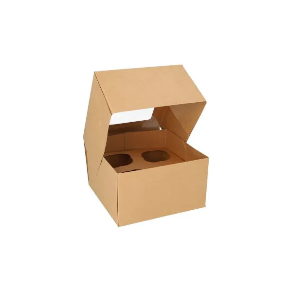 Cup-Cake Kartons eckig 10 cm x 17,5 cm x 17,5 cm mit Sichtfenster aus PLA - Bild 1