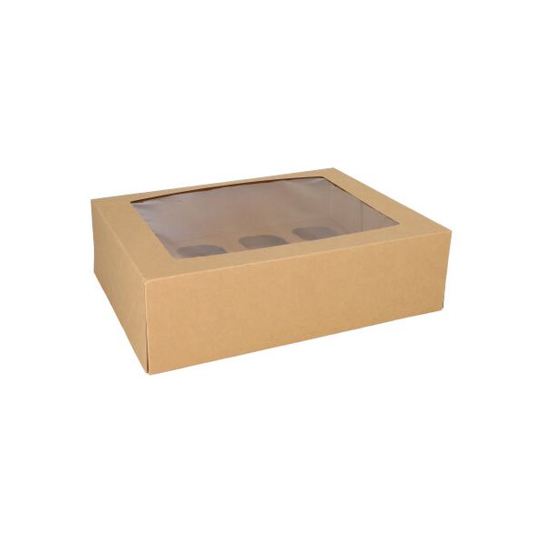 Cup-Cake Kartons eckig 10 cm x 35 cm x 27 cm mit Sichtfenster aus PLA - Bild 3