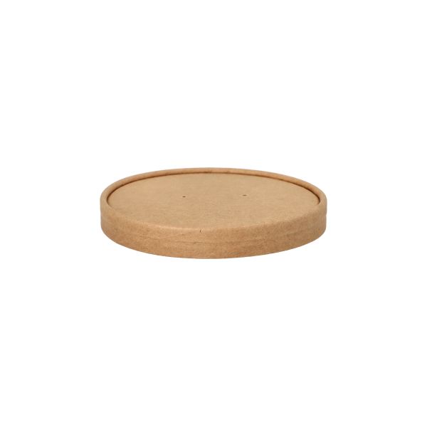 Deckel für Bio-Suppenbecher To Go, Pappe "pure" rund Ø 11,5 cm braun "100% Fair" - Bild 1