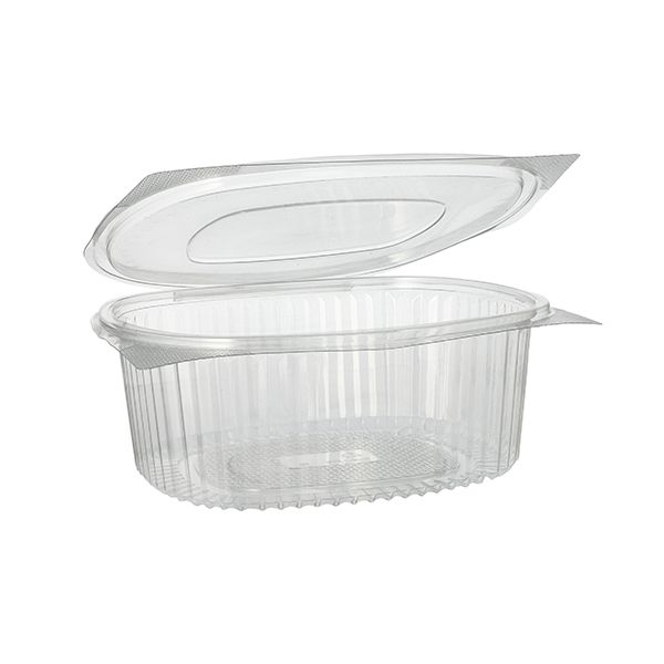 Feinkostbecher & Salatschalen To Go mit Klappdeckel, R-PET oval 1500 ml - Bild 1 Feinkostbecher & Salatschalen To Go mit Klappdeckel, R-PET oval 1500 ml - Bild 1