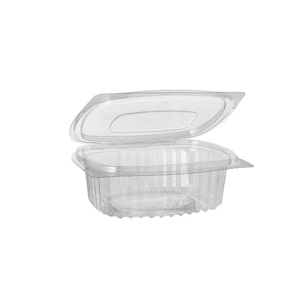 Feinkostbecher & Salatschalen To Go mit Klappdeckel, R-PET oval 250 ml - Bild 1 Feinkostbecher & Salatschalen To Go mit Klappdeckel, R-PET oval 250 ml - Bild 1