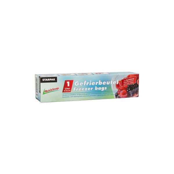 Gefrierbeutel mit Druckverschluss "QuickSnap" 1 l, 20 x 18 cm, transparent, in Faltschachtel - Bild 1