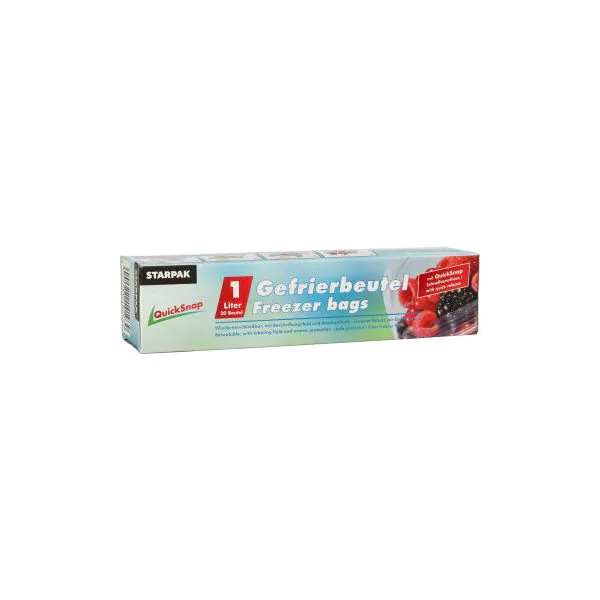 Gefrierbeutel mit Druckverschluss "QuickSnap" 1 l, 20 x 18 cm, transparent, in Faltschachtel - Bild 1