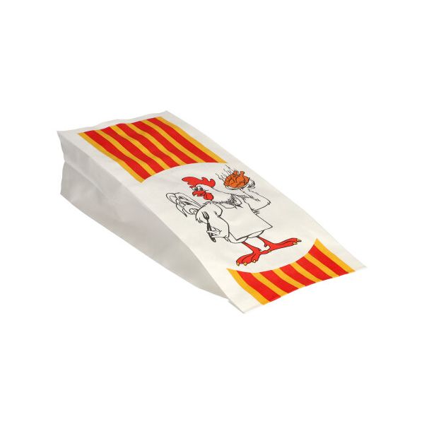 Hähnchenbeutel, Papier mit HDPE-Einlage, 24 x 10,5 x 5,5 cm "Grillhähnchen" - Bild 1