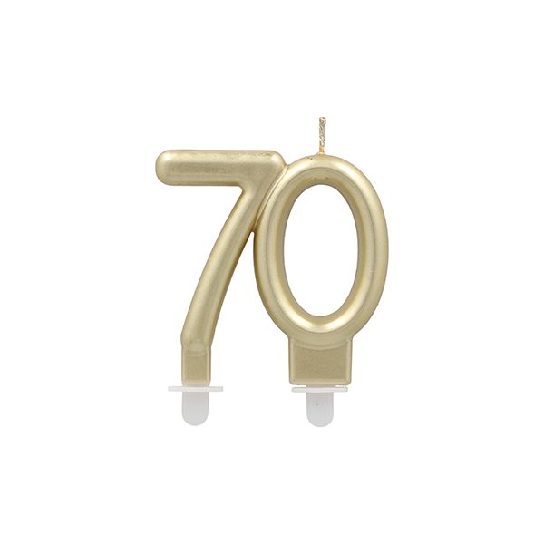 Jubiläumskerzen mit Halter 7 cm gold "70" - Bild 1