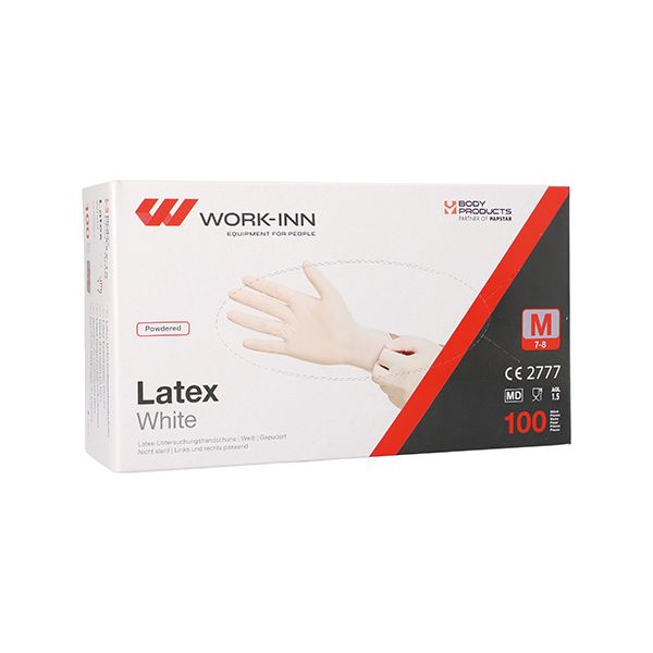 Latex-Handschuhe, gepudert "White" weiss - natur Größe M - Bild 1