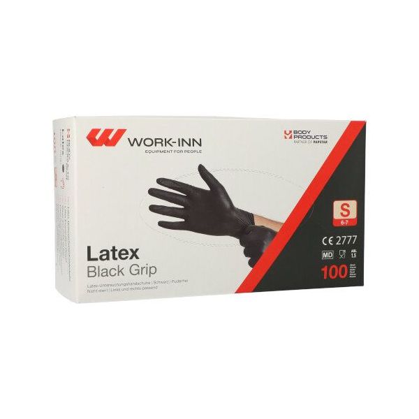 Latex-Handschuhe, puderfrei "Black Grip" schwarz Größe S - Bild 1