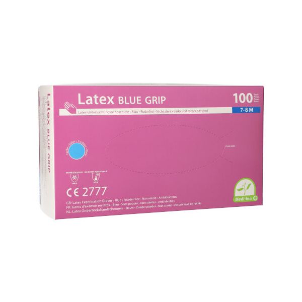 Latexhandschuhe, puderfrei, blau, Größe M, "Medi-Inn®", "Blue Grip" - Bild 1