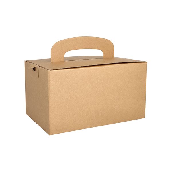 Lunch-Boxen aus Pappe "pure" mit Tragegriff, braun  - Bild 1