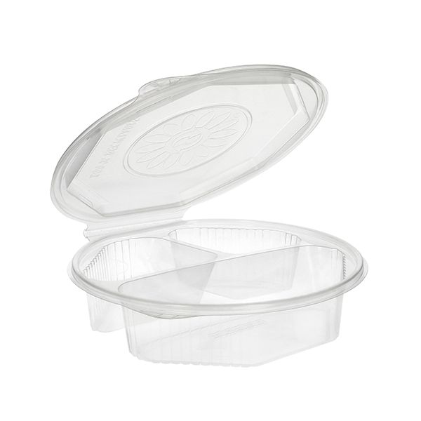 Menüboxen mit Klappdeckeln 800 ml, PP 3-geteilt 21,5 x 21,5 cm transparent 8-eckig - Bild 1 Menüboxen mit Klappdeckeln 800 ml, PP 3-geteilt 21,5 x 21,5 cm transparent 8-eckig - Bild 1