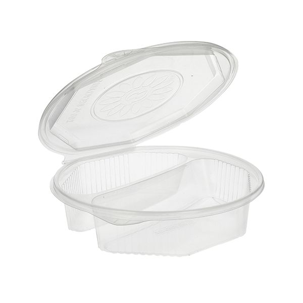 Menüboxen mit Klappdeckeln 900 ml, PP 2-geteilt 21,5 x 21,5 cm transparent 8-eckig - Bild 1 Menüboxen mit Klappdeckeln 900 ml, PP 2-geteilt 21,5 x 21,5 cm transparent 8-eckig - Bild 1