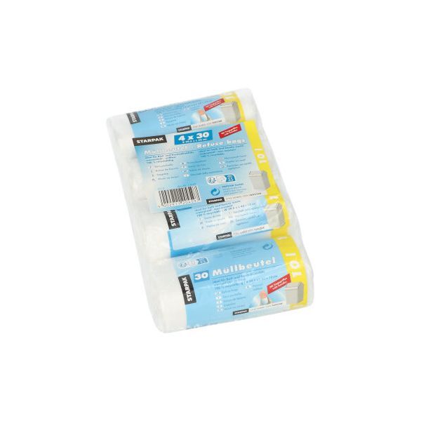 Müllbeutel mit Tragegriffen, 10 l, transparent, H 42 x B 39,5 cm - Bild 1