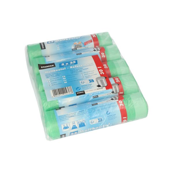 Müllbeutel zum Zuziehen, 30 l, grün, H 62 x B 55 cm - Bild 1