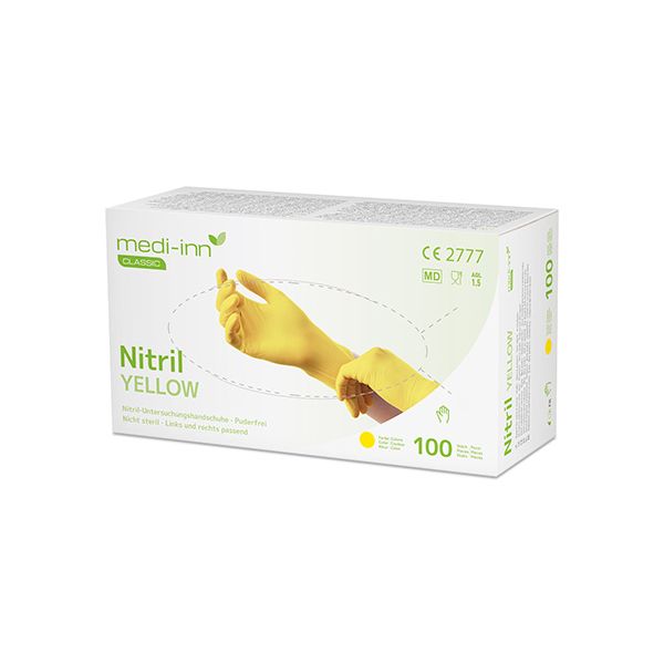 "Medi-Inn® Classic" Handschuhe, Nitril puderfrei gelb "Nitril Yellow" Größe M - Bild 1