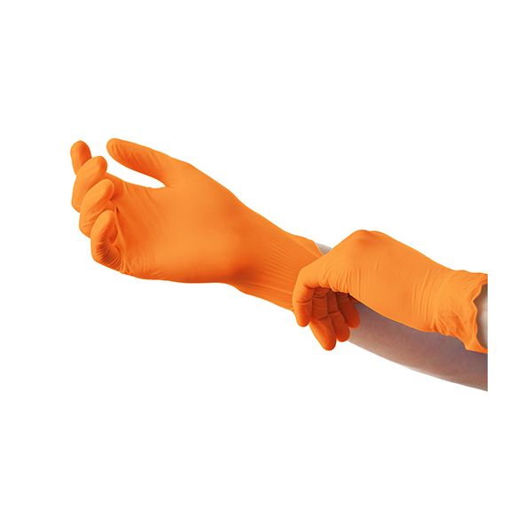 Nitril-Handschuhe, puderfrei orange "Orange" Größe S - Bild 2