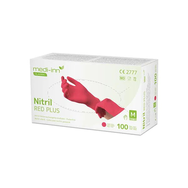 "Medi-Inn® Classic" Handschuhe, Nitril puderfrei rot "Nitril Red Plus" Größe L - Bild 1
